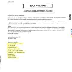 ENEDIS - COUPURE POUR AFFICHAGE