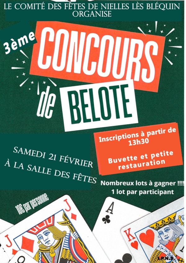 Affiche concours de belote 21.02.2026